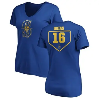 Women's Luis Urias Seattle Mariners Royal RBI Slim Fit V-Neck T-Shirt